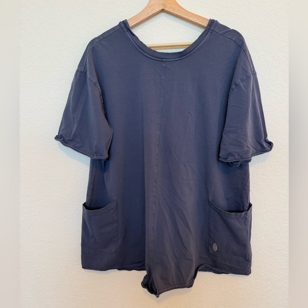FP Movement by Free People Hot Shot Tee Romper Navy Blue Size Medium - Picture 2 of 5
